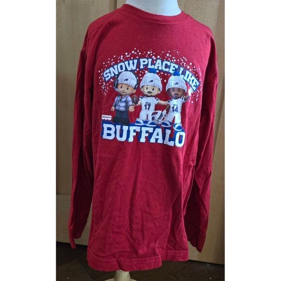 Snow Place Like Buffalo NFL Red Long Sleeve Shirt kids M Cotton Football Fans - Picture 1 of 5
